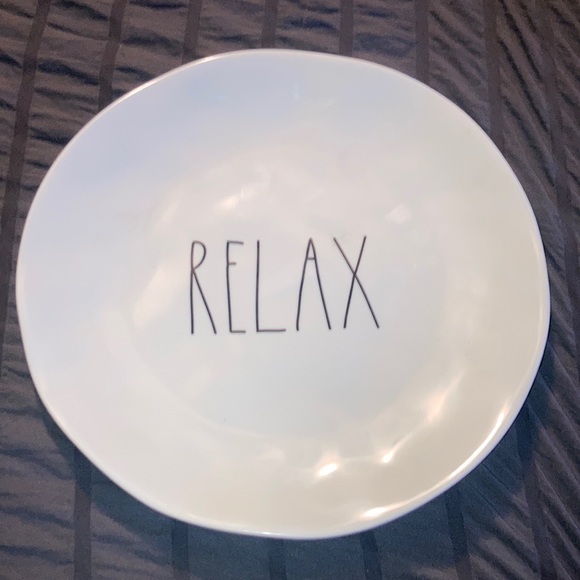 Rae Dunn, White, Relax Plate, 10 inch - Picture 1 of 4